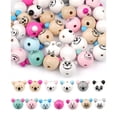 thumbnail image 5 of WINDLAND Pack of 10 Handcrafted Animal Face Wood Beads Cute and Colorful Bead for Jewelry, 5 of 20