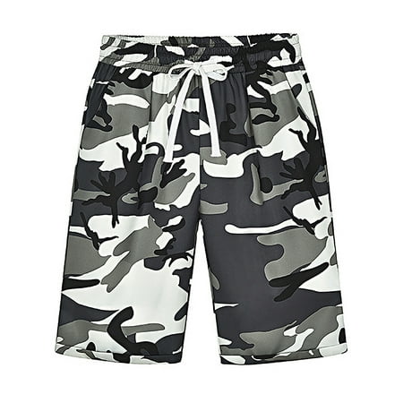 UKAP Women's Casual Shorts Elastic Waist Drawstring Camouflage Curling Bermuda Plus Size Pants with