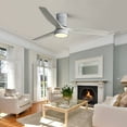 thumbnail image 1 of Silver Ceiling Fan with LED Light Kit, 52'' Solid Wood Ceiling Fans for Bedroom Living Room Kitchen, Modern 3 Blades Ceiling Fans with Remote, Dimmable, 6 Speeds, Reversible Energy-saving DC Motor, 1 of 9