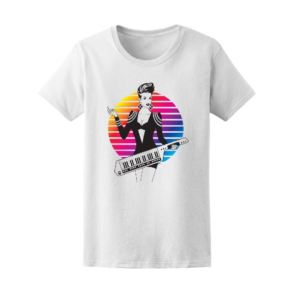 Cool Monochrome Girl With Keytar Tee Women's -Image by Shutterstock