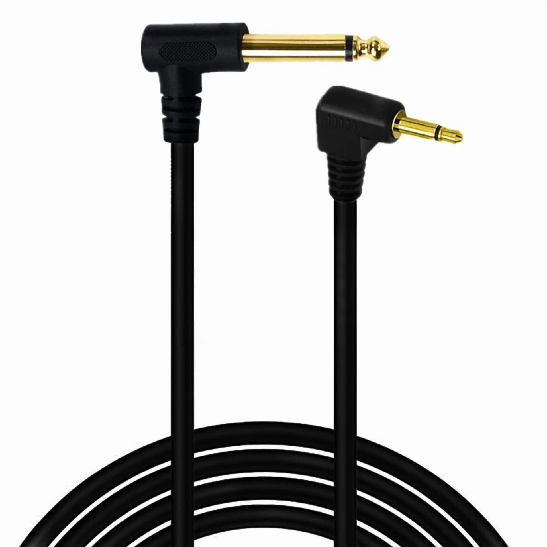 CRESTIN- 2X 6.35Mm 1/4" Male To 3.5Mm 1/8" Ts Mono Male Angle Adapter Audio Guitars Cable