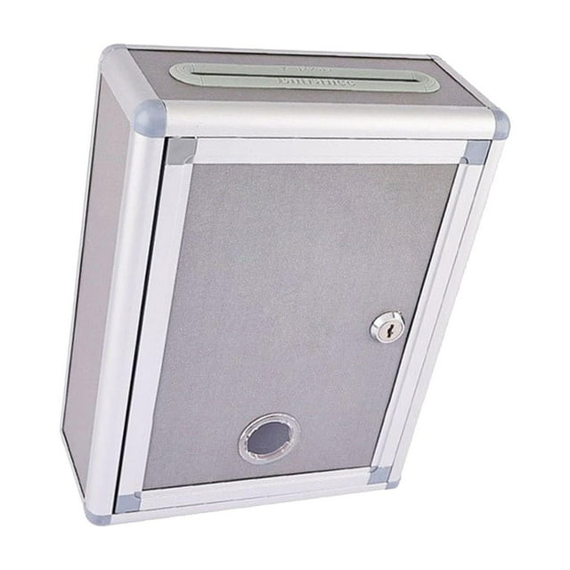 ZheElen Mailbox Wall Mounted Drop Box With Key Lock Multifunctional Organizer Donations Suggestions Checkout Key Drop Collection Top Slot 21x9.5x28cm