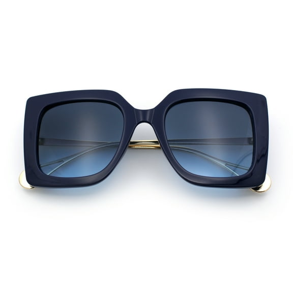 Womens Thick Plastic Oversized Butterfly Chic Minimal Designer Sunglasses All Navy