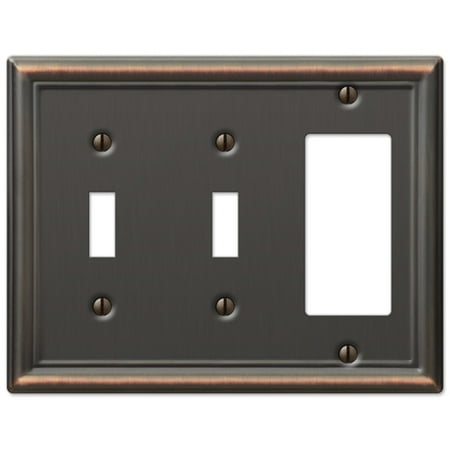 Double Gfci Solid Brass - Double Toggle and Single GFCI Rocker 3-Gang Decora Wall Switch Plate, Oil Rubbed Bronze