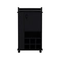 thumbnail image 2 of Black modern bar cart with 6 built - in wine racks and a single door cabinet for primary living space ensuring easy access to bar items, 2 of 4