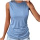 thumbnail image 1 of Blusas para las Mujeres Casual Verano Color Sólido Cuello Redondo Bolsillo sin Mangas Tanque Blusa, Poliéster Casual Top, Lavado de Manos, 1 of 6