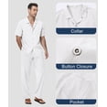 thumbnail image 4 of Men's 2 Piece Outfit Summer Beach Button Down Shirt Pants Casual Set White L, 4 of 7