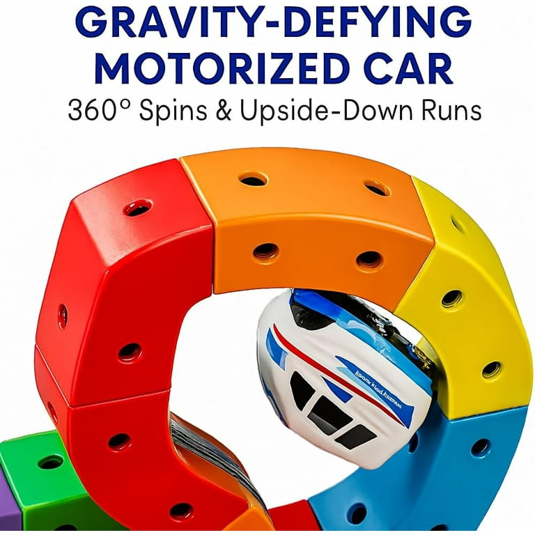 Clickrail Electric Train Set Flexible Race Track, Clickrail Magnetic Train Tracks Set, Gravity-Defying 3D Embedded Layouts & Motorized Car, Flexible Race Tracks Building Toy Gifts For Kid (32PCS