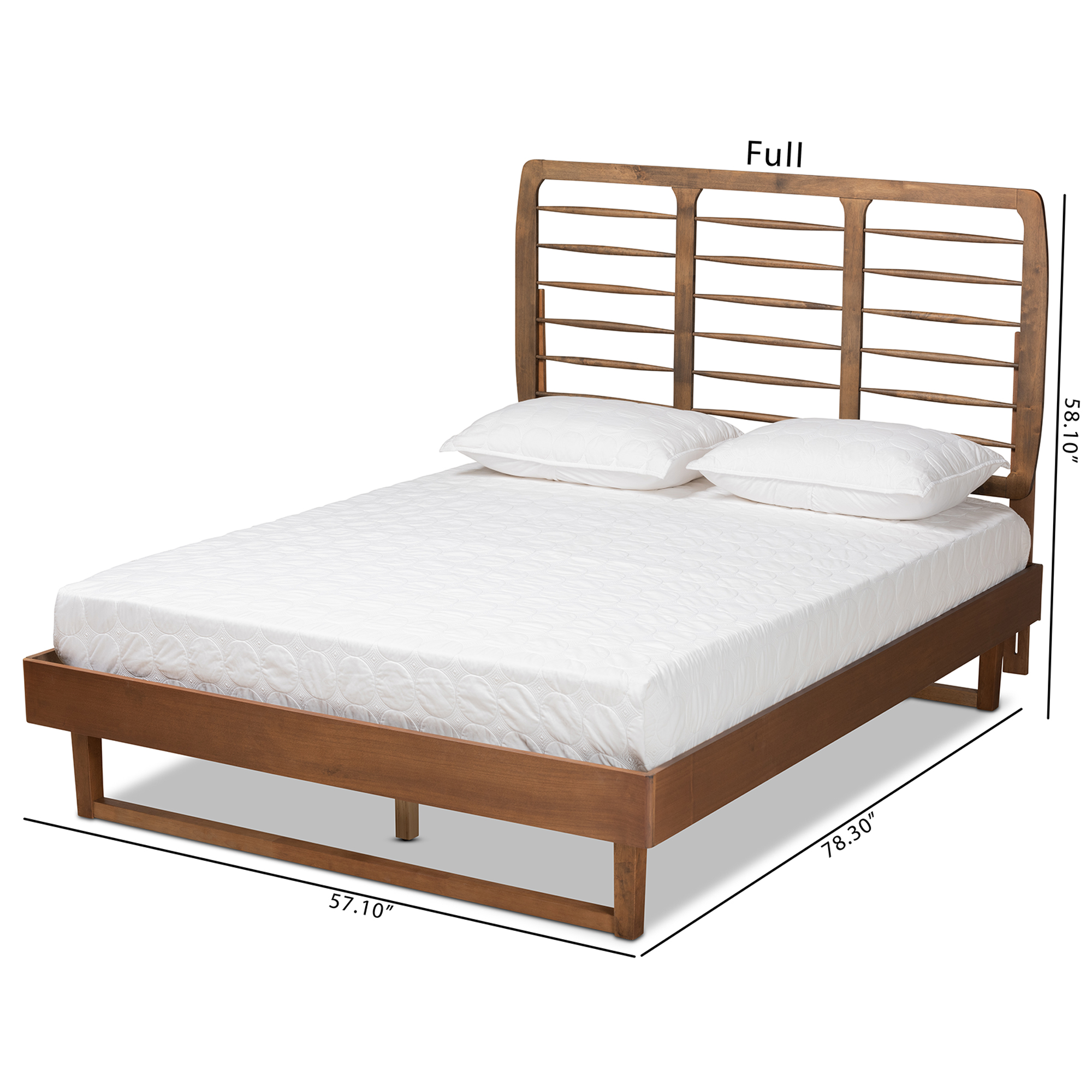 Baxton Studio Lucie Contemporary/Modern Engineered Wood Textured Platform Bed, Queen, Walnut Brown