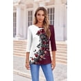 thumbnail image 2 of Blusa Zeagoo con estampado floral de manga 3/4 tipo túnica para mujer, 2 of 5