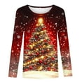thumbnail image 4 of Ounisa Long Sleeve Womens Tops Casual Loose Fit Crewneck T Shirts Solid Lightweight Length Tunic Tops Christmas Tree Lights Christmas Gifts Elk Sequin Graphic Pullover, 4 of 5