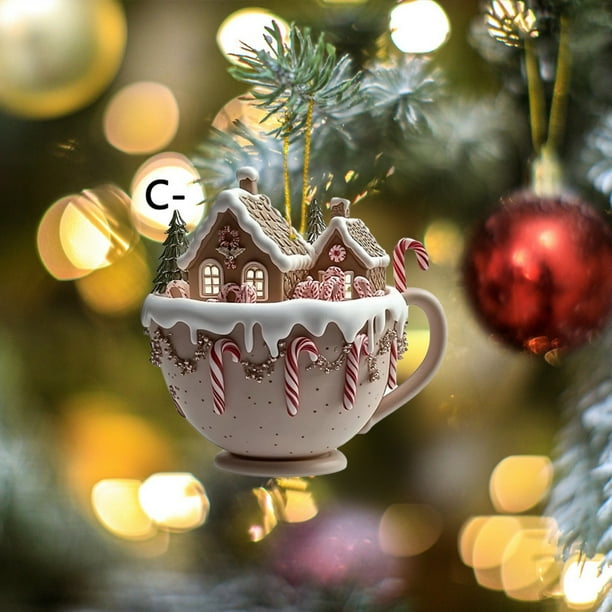 Nmdmisc 4Pcs Coffee Cup Ornaments for Christmas Tree | Christmas