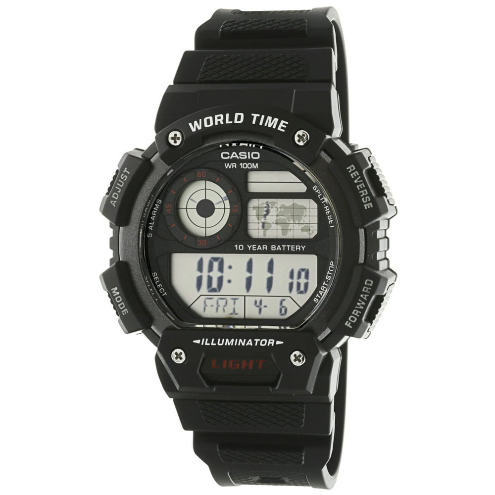 Casio - Casio Men's Classic Digital World Time Watch, Black - AE1400WH ...