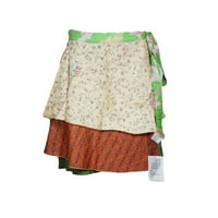 Mogul Women Vintage Silk Sari Magic Wrap Around Skirts Beach Wear Reversible Sarong Dress