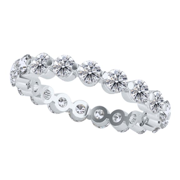 0.75 Ct FG/VVS1 Diamond Full Eternity Wedding Engagement Ring Band in 14K White Gold Size - 5