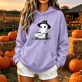 thumbnail image 2 of Craaazy Halloween Fall Pumpkin Graphic Hoodie Tops for Women Regular Fit Solid Color Hood Neck Pullover Long Sleeve Pumpkin Print Front Pocket Fall Winter Daily Casual Outfit, 2 of 6