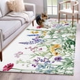 thumbnail image 3 of Rectangle Area Rug 4x6ft,Farm Flower Green Leaf Plant Washable Carpet Non-Slip Runner Accent Rugs Indoor Floor Mat for Bedroom Living Room Decor,Herb Blossom Flower on White, 3 of 9
