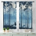 thumbnail image 3 of Rustic Forest Curtains, Farmhouse Cabin Tree Lodge Hunting Deer Camping Vintage Retro Country Blue Blackout Window Drapery Treatments for Liivng Room Bedroom Kitchen Bathroom 2 Panels, 27.5x36 Inch, 3 of 4