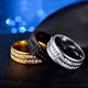 thumbnail image 3 of Anillo de acero de titanio con doble fila de diamantes, anillo de acero inoxidable de moda para parejas, joyería para mujer, 3 of 6