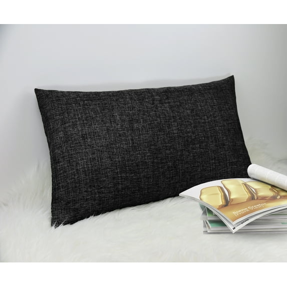 Aiking Home Woven Fine Faux Linen Throw Pillow Cover, size 12"x18", Black