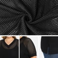 thumbnail image 5 of DARING DIVA Women's Plus Half Sleeve Waffle Knit Blouse Casual Top 1X Black, 5 of 6