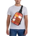 thumbnail image 6 of Chest Bag Dual Pocket 11.8×7.7×2.4in Waterproof Double-Pocket Large Capacity With No Inner Pouch Pockets And Double Drawstrings Orangered Houndstooth Checkered Hand-Drawn Sketch_2, 6 of 8