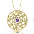 thumbnail image 2 of Gem Stone King 18K Yellow Gold Plated Purple Amethyst Filigree Pendant Necklace for Women | 2.20 Cttw | Round 6MM | Gemstone February Birthstone | Length: 1.5 inch | Center: 6MM | with 18 inch Chain, 2 of 2