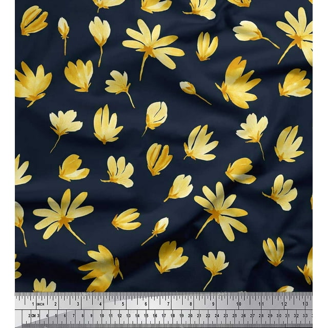 Soimoi Velvet Fabric Artistic Flower Print Sewing Fabric Yard 58 Inch Wide