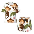 thumbnail image 4 of Lsque Monkeys Swinging from Palms Women's Short-Sleeved Pajama Set - 2 Piece Soft and Lightweight Sleepwear Set-Medium, 4 of 9