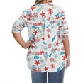 thumbnail image 2 of CLOOCL Women Plus Size Blouses Sea Urchin Graphic Printed V-Neck Long Sleeve Oversized T-Shirt Female Tops, 2 of 8