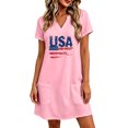 thumbnail image 2 of QUNYINEY Short Sleeve Plus Size Dresses for Women Summer Independence Day Mini Patriotic T-Shirt Dress V Neck with Pockets Casual Loose Fit Dresses, 2 of 9