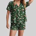 thumbnail image 2 of felwors Funny Graphic Pajamas for Women Set Button Down Short Sleeve Top and Shorts Pjs Sets Sleepwear XS-XXL Dark Green, S, 2 of 6