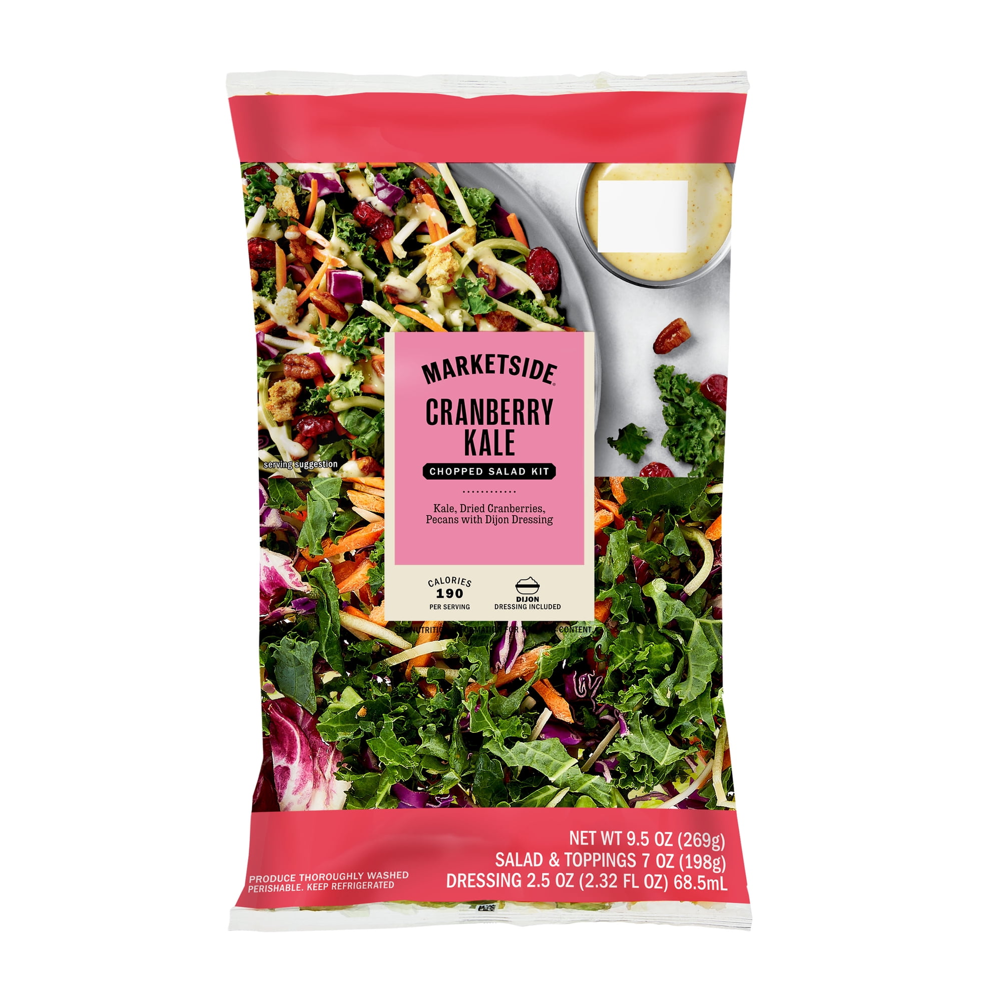 Marketside Kale Pecan Cranberry Chopped Salad Kit, 9.5 oz Bag (Fresh)