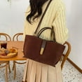 thumbnail image 3 of LHSHIDU Suede Bags for Women Fall Purse Shoulder Handbag Satchel Bag Brown Top-handle Bag, 3 of 6