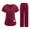 CY25-Wine, variant on VV AVEORS Scrubs Set For Women Medical Uniform–Stretch V-Neck Top & Straight Leg Pants With Multi-Pockets For Nurse Workwear Dark Green 2XL