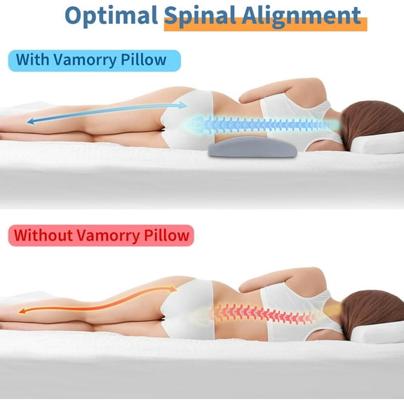 Cooling Lumbar Support Pillow for Bed Relief Lower Back Pain - Memory Foam Back Pillow for Sleeping