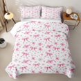 thumbnail image 2 of meiyoeat Cherry Blossom Bow Twin Quilt Set for Women Girls, Cartoon Watercolor Pink Floral Twin Coverlet Set, 2pcs, 2 of 7