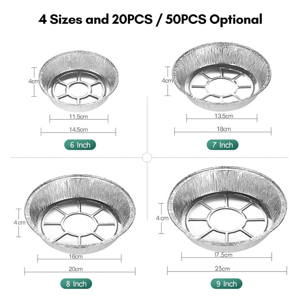 20PCS 8 Inch Disposable Aluminum Foil Plates Round Tin Foil Pie Pans