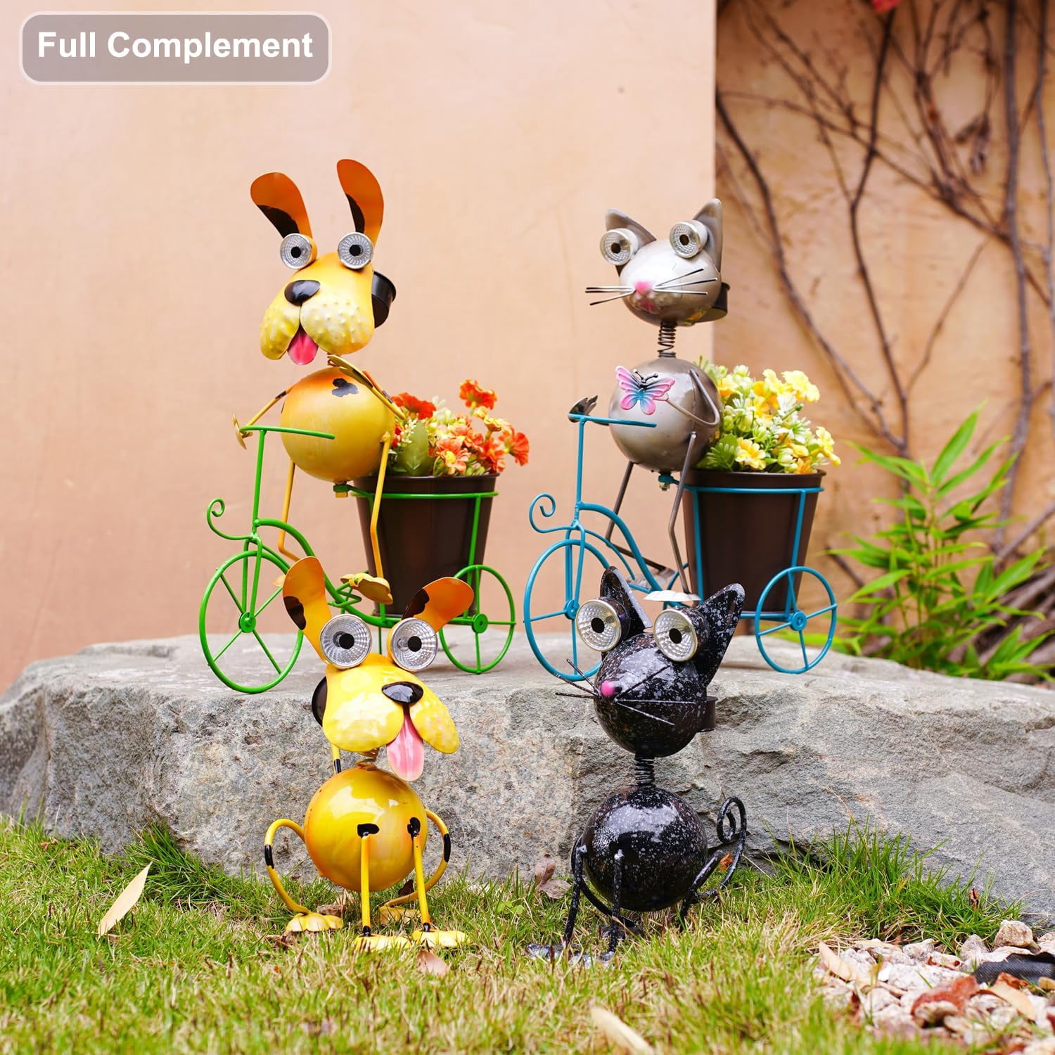 Solar Dog Statue Lights Outdoor Metal Yard Art - Funny Puppy Statue for Garden Patio Decor Lawn Ornaments(Sitting Dog)