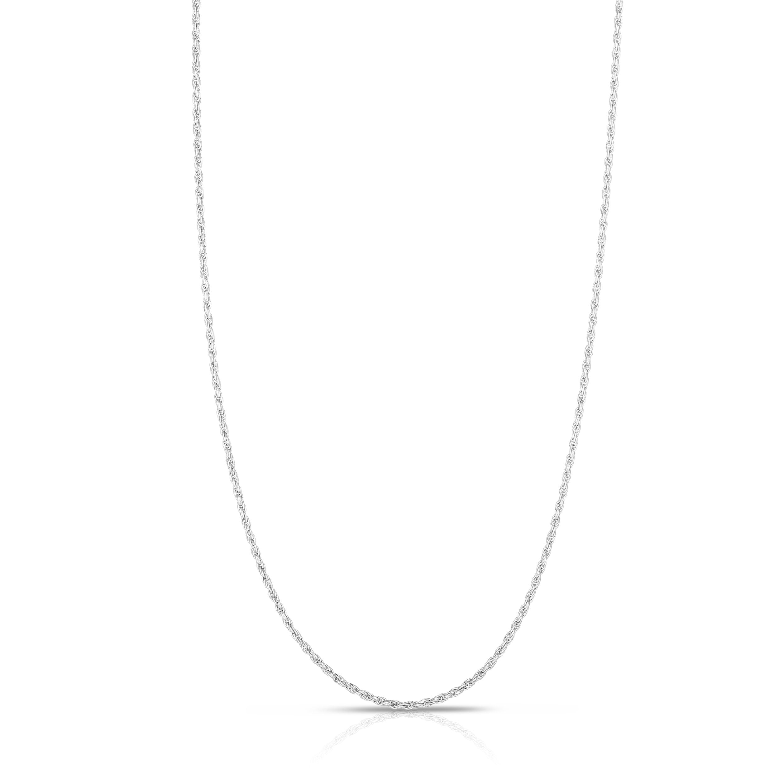 14K White Gold 22in 1mm Adjustable Rope Chain with Lobster Clasp ...