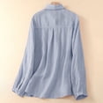 thumbnail image 6 of Women's Summer Long Sleeve Turndown Collar Tops Shirts Blouses Solid Color Loose Fit Casual Daily Wear Business Casual Work Office Vacation Fashion Essential Gift for Women, 6 of 8