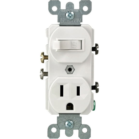 Leviton 5225-WSP Combo Switch and Receptacle, White