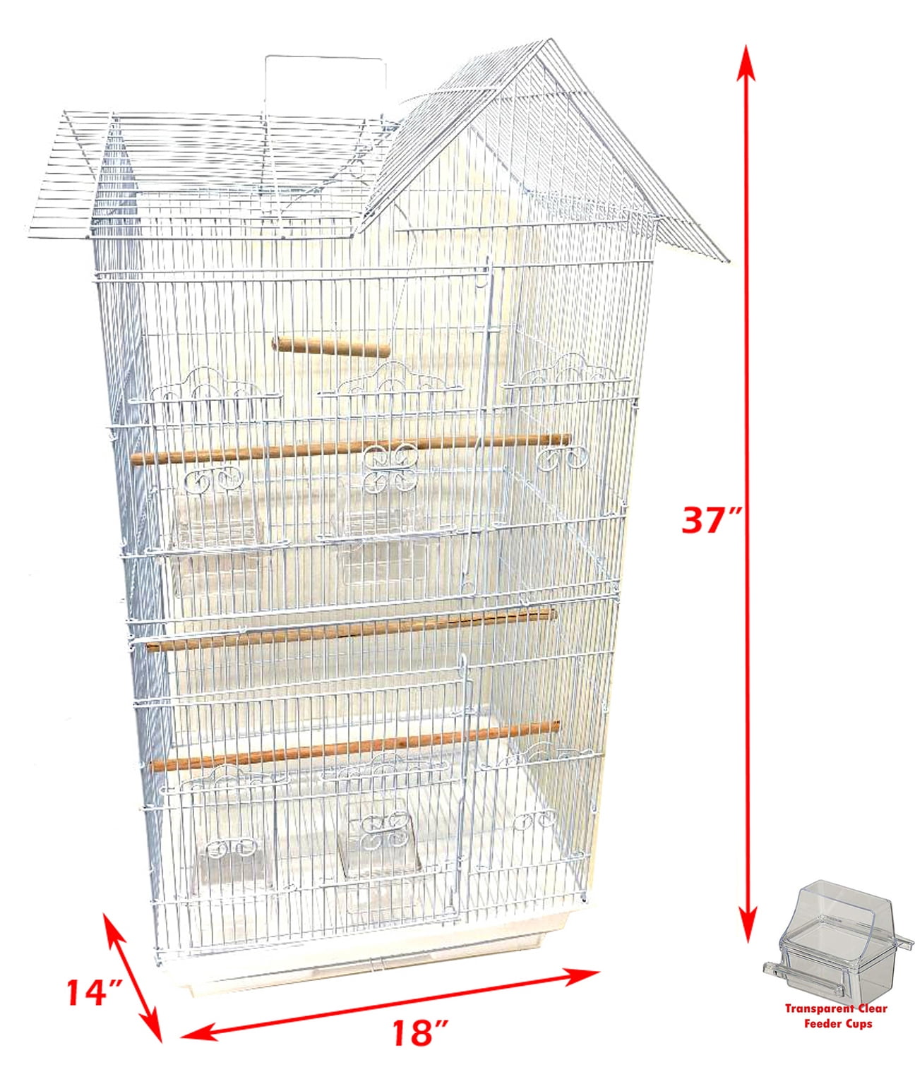 Large Double Roof Top Flight Bird Cage with Toys and Crossover Ladder for Cockatiels Sun Parakeets Green Cheek Conures Aviary Budgie Finch Lovebird Canary Pet Bird Travel Cage