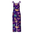 thumbnail image 4 of AGWOLF Mardi Gras Jumpsuits for Women Baggy Adjustable Strap Wide Leg Bib Overalls Sleeveless Mask Printed Rompers Festival Outfits, 4 of 5