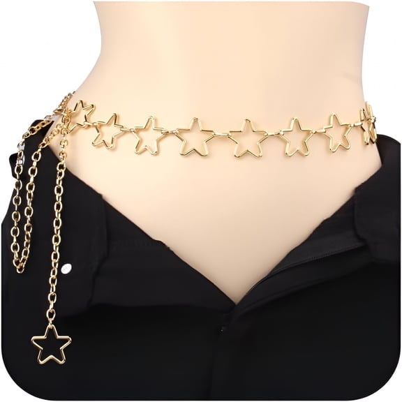 TUWAFE Silver Gold Chain Belt for Women Fashion Waist Chain Belt Star Butterfly Metal Belt Accessories
