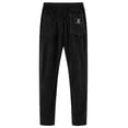 thumbnail image 3 of Zimjoy Mens Wide Leg Pants Corduroy Elastic Waistband Drawstring Pants Textured Loose Straight Trousers with Pockets, Black L, 3 of 3