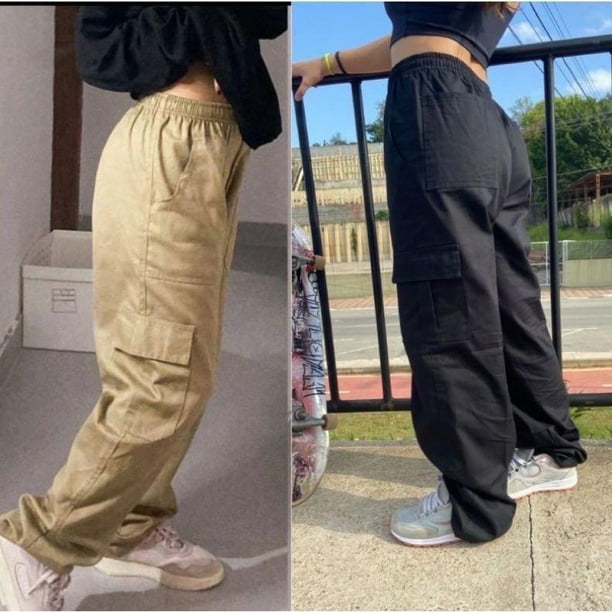 Pantalon Cargo Unisex Hombre Mujer Sarga Skate Caqui Negro Deng Xun unisex Walmart en linea