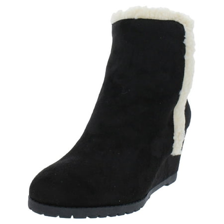 

Journee Collection Womens NONIE Faux Suede Faux Fur Wedge Boots