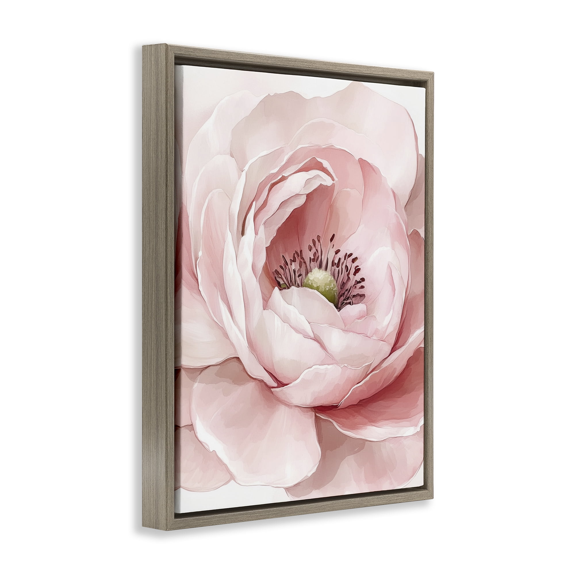 Fresh Rosy Close Up Petals Brown Framed Floater Canvas Wall Art, design by Christine Simpson Art