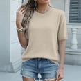 thumbnail image 5 of Short Sleeve Sweater Womens Cute Summer Dressy Tops Business Casual Loose Vacation 2026 Beige 2XL, 5 of 7